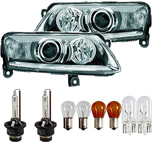 EISENFELS Bundle Set 106513781 erstellt mit Scheinwerfer rechts & links + PHILIPS Leuchtmittel D2S + W5W + P21W + PY21W kompatibel mit A6 Allroad 4FH C6