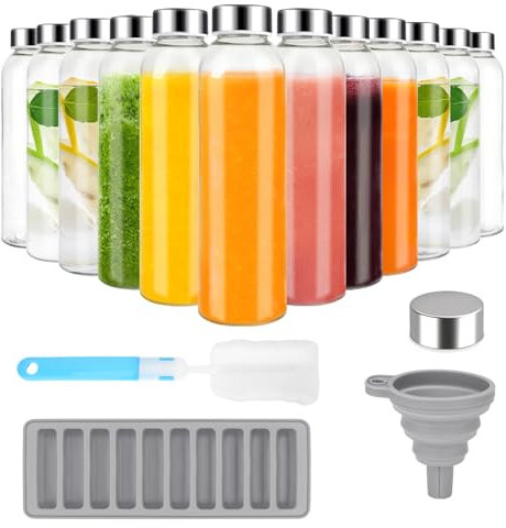 Zukro Lot de 12 bouteilles de jus en verre de 532 ml