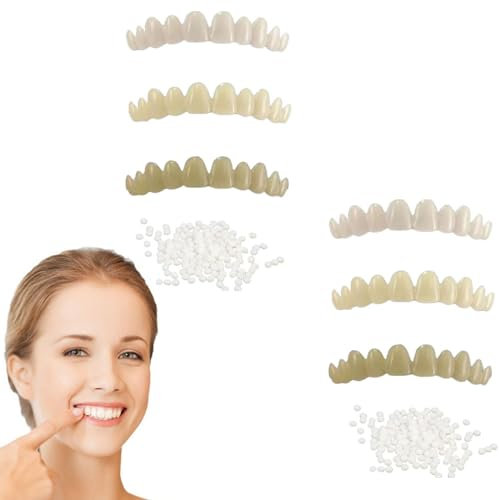 Falsche Zähne Veneers,Zähne zum Aufstecken,Prothesen Zähne Kosmetische Veneers Zähne Set,Furniere Zähne Kosmetische Zahnabdeckung Gefälschte,Zähne Provisorische Zahnprothese Künstliche,2 Stück