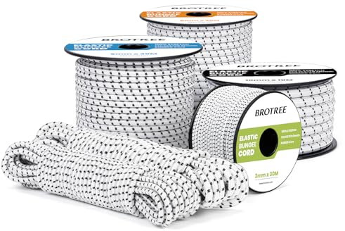 Brotree Gummiseil Expanderseil 6mm x 10m Weiß&Schwarz - Planenseil Spanngummi Spannseil Wetterfest für Plane, Anhängerplane, Zelte, Camping, Netz