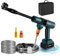 ONEVAN pistola idropulitrice a batteria, idropulitrice alta pressione portatile con 2 3.0Ah batteria, ugello 6 in 1, tubo da 5m, idropulitrice elettrica per la pulizia auto e giardino