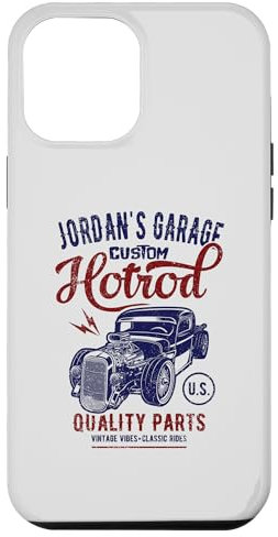 Hülle für iPhone 14 Plus Jordan's Hotrod Garage Oldtimer im Jordan-Design