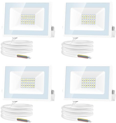Aigostar Foco LED Exterior 20w,2050LM Foco Proyector LED,IP65 Impermeable Luz de Seguridad,Blanco Natural 4000K Floodlight LED,Para Jardín,Patio,Garaje paquete de 4