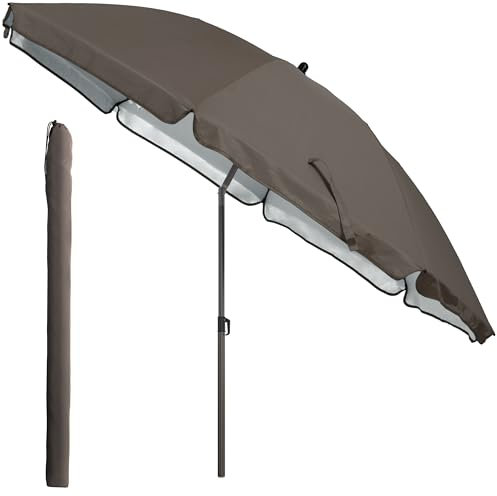 4smile Sonnenschirm Strand SunnyJoy, Taupe - UPF 50+ Strandschirm Ø 180 cm, sicherer Sonnenschutz Strand, Strandschirm windfest stabil - Sonnenschirm mit Schutzhülle