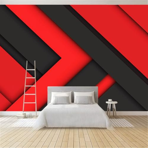 Papier Peint intissé Géométrie De La Flèche Noire Rouge 200x140 cm Papier Peint Photo Panoramique, Poster Geant Mural Personnalisé 3D, pour Salon Cuisines Chambre Adulte Enfant Décor Murale