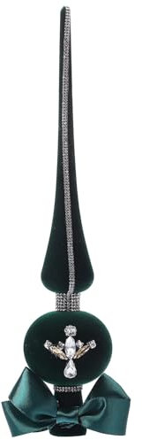 IMIKEYA Weihnachtsbaumspitze Grün 29 cm Weihnachtsbaum Spitze Deko Flocked Vintage Christbaumspitze Plastik Tannenbaumspitze Baumkronen für Weihnachten Festliche Deko