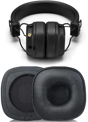 Cuscinetti di ricambio per MARSHALL MAJOR III BLUETOOTH, 1 paio in pelle proteica nera, marshall, cuffie marshall, cuscinetti cuffie