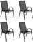 IlGruppone Set 4 Sedie In Acciaio Impilabili Schienale Alto Seduta Textilene Sedie Da Esterno Terrazzo,Giardino,Balcone,Patio,Piscina 92x70x54Cm - Nero