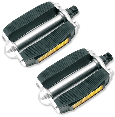 Pedales para Bicicleta Clasica Retro Vintage con Bloque de Goma y Rodamientos Color Negro 51EUDEP_VN004