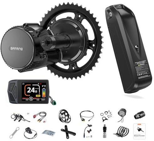 BAFANG Mittelmotor 48V 250W BBS01B Ebike Umbausatz mit 8 Einstellungssprachen EKD01 Display,CAN Version G340 8fun Motor für BB68mm Mountainbike Rennrad Pendlerfahrrad DIY eBike Kit