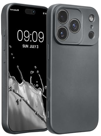 kwmobile Handyhülle für Apple iPhone 17 Pro Hülle - weiche Silikon Case metallisch schimmernd - Schutzhülle Cover - Metallic Grau