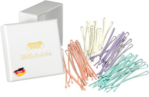 HAARallerliebst Haarklammern (48 Stück | weiss, lachs, lila, mintgrün | 5cm) inkl. Schachtel zur Aufbewahrung (Schachtelfarbe: weiss)