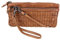 Bear-Design Umhängetasche Portemonnaie (20/12/ 2 cm) mit Handgelenkschlaufe, CL13997 geflochtenes, gewaschenes Leder, Cognac, S