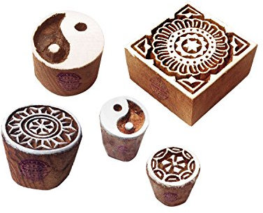 Schön Designs Yin-Yang und Quadrat Holz Stempel für Drucken (Set von 5)