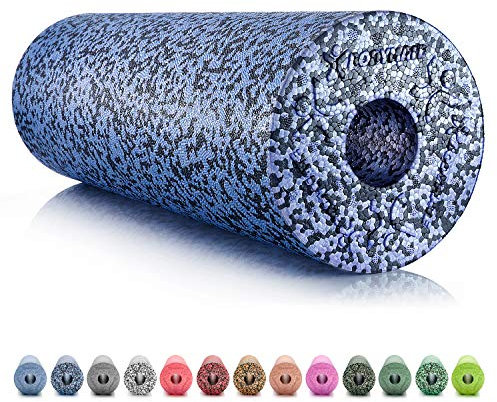 BODYMATE Faszienrolle Standard Mittel-Hart mit Gratis E-Book - Schwarz/Blau 45x15cm