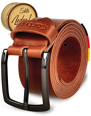 Cartvelli Ledergürtel Herren 4cm Made in Germany mit Geschenkbox - Echtleder Herrengürtel kürzbar - Premium Vollleder pflanzlich gegerbt