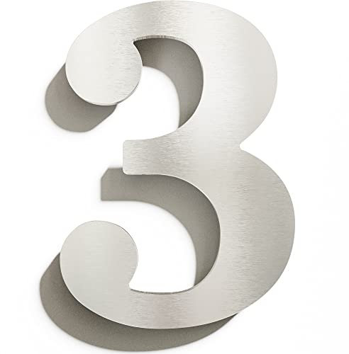 Numero civico moderno 3 - acciaio inox - resistente alle intemperie - compreso il materiale di montaggio - N.23.E