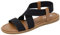 Damen Sommerschuhe Flach Elastische Sandalen S52 (Schwarz, 38)
