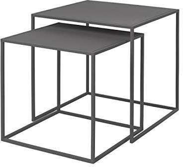 Blomus Unisex – Erwachsene Set 2 Beistelltische-65985 Beistelltische, Steel Gray, One Size