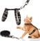 Katzengeschirr und Leine Set Gold Moons Sterne Weiches Nylon Ausbruchsicher Verstellbar für Kätzchen Kleintiere Leuchten im Dunkeln (Schwarz)