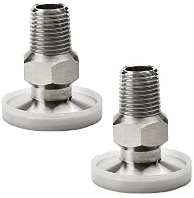 Othmro 2Pcs 1/4PT Hex Male Thread Dichtungen Adapter Flansch, Sanitärarmatur KF16-1/4 Tri Clamp Edelstahl Fitting Nahtlose Rundrohr Schlauch