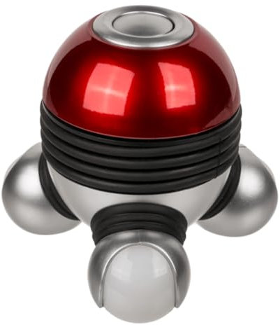 Invero Portable Handheld Vibrating Body Massager with 3 LED Pads Ideal for Your Back, Neck, Arms and Legs - Relax and De-Stress - Red