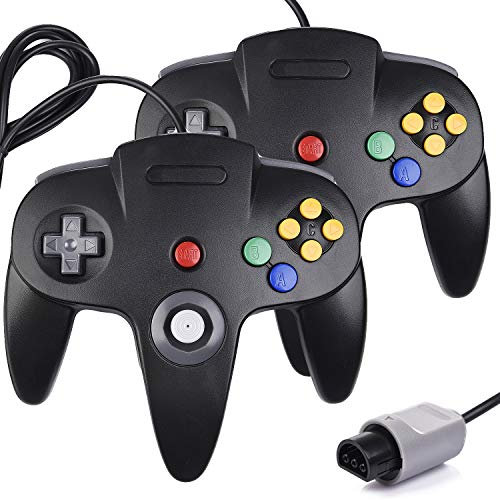 miadore 2 Pack N64 Controller, klassischer kabelgebundener Game Controller für Nintendo N64 Console (Schwarz)