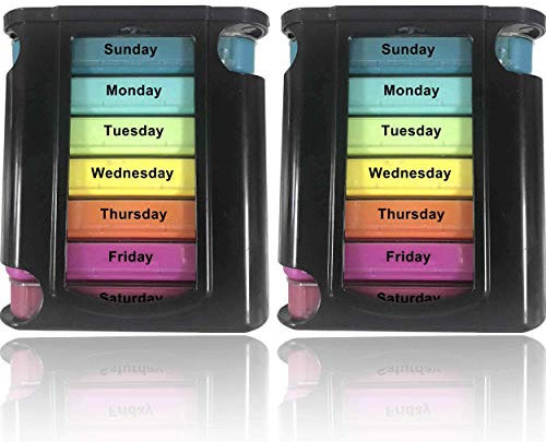 Organizador de píldoras diario apilable - Paquete de 2, recordatorio de medicación semanal 4 veces al día