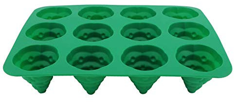 Atyhao Silikon-Kuchenform, 12-Loch DIY Weihnachtsbaum Silikonform Kuchenform für Mousse-Schokoladen-Muffin-Backwerkzeug(Grün)