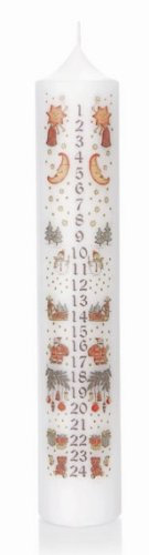 Weihnachtskerzen Vela de calendario de Adviento en color blanco, 265 x 50 mm