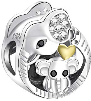 NINGAN Geschenke für Mama, Mama und Baby Elefant Charme passt Charms Armband, 925 Sterling Silber Liebe Herz Charme - Muttertag Geburtstag Schmuck Geschenk für Frauen