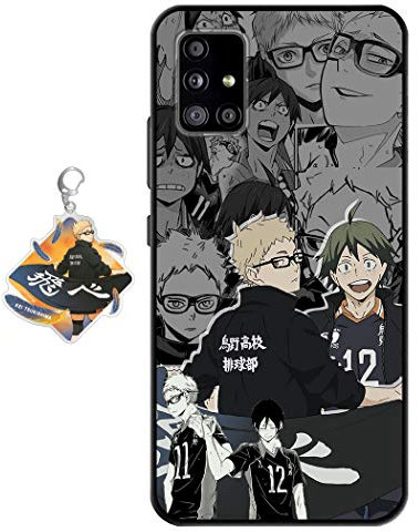 Staremeplz Hülle für Samsung Galaxy A51 Anime Handyhülle [Mit Schlüsselbund] Cartoons Volleyball Junior Silikon Sanft Bumper Case Hülle für Samsung Galaxy A51
