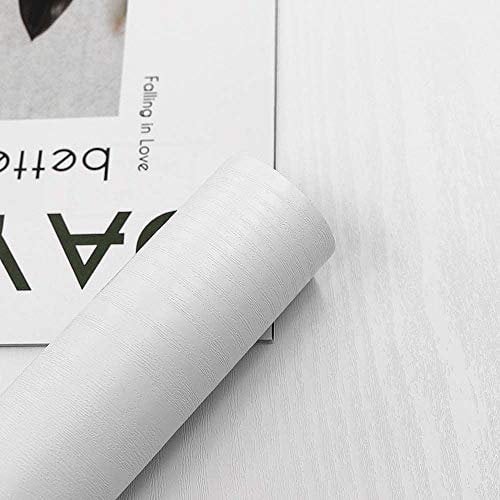 White Wallpaper Wood Sticky Back Plastic Roll Self Adhesive Vinyl Film Peel and Stick Paper 60cm X 500cm for Furniture Renovation Decorative Kitchen Worktop Table Wall Furniture Stickers