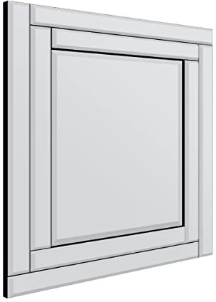 MirrorOutlet YC127 Wandspiegel, groß, modern, venezianisch, mit Doppelrahmen, 68 x 58 cm, transparent/transparent
