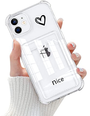 Newseego Case Compatible with iPhone 12, Card Holder Clear TPU iPhone 12 Phone Case Slim Soft Shockproof Protective Transparent Cover with Card Slot for iPhone 12