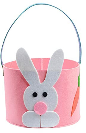Osternester Zum Befüllen, Ostertasche Samtbeutel, Osterbeutel mit Ohren, Osterkorb Kinder Osterkörbchen Filz mit Henkel, Leinensäckchen Stoffsäckchen Klein (B2-1PC)