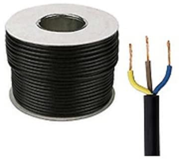 Mr.Gadget's Solutions 20 Meters of Black Flex 3183Y 1.5mm 15 Amp 3 Core Flexible Black Cable Comes with Free Cable Clips!