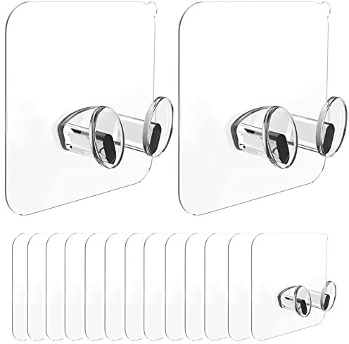 Mobiltelefon Zauber-Haken, Klebehaken Haken, Magische Haken ohne Bohren, Mobiltelefon Zauber-Haken Selbstklebend, Küchenhaken Steckerhaken Transparent Wasserdicht Kleiderhaken für Bad Wand, 15Packs