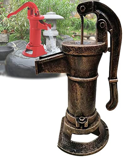 DYK&NX Handschwengelpumpe Nostalgie, Gusseisen Schwengelpumpe, Antik Design Wasserpumpe, Gartendekoration Pumpe, Gartenpumpe Rundflansch (Color : Bronze)
