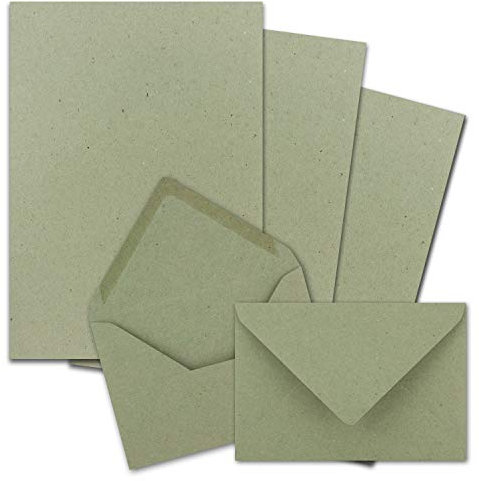 25x Briefpapier-Sets DIN A5 mit C6 Briefumschlägen - Grün - Nassklebung (Grün) - Kraftpapier Blätter mit Kuverts - FarbenFroh by GUSTAV NEUSER
