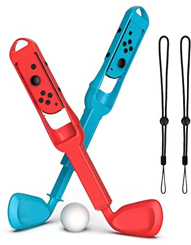2 Stück Golfschläger Für Nintendo Switch Oled/Switch Joy-con, Switch-Golfspiel Für Mario Golf Super Rush, Controller-Griffe Mit Handschlaufe