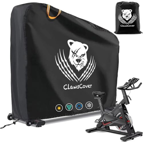 ClawsCover Exercise Bike Covers Waterproof Outdoor ,Upright Indoor Stationary Spin Bike Cycling Protective Cover, Windproof Dustproof,,2x Night Reflective Handle