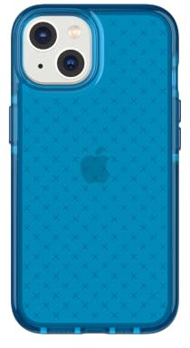 tech21 iPhone 14 Evo Check – Shock-Absorbing & Slim Protective Phone Case with 16ft FlexShock Multi-Drop Protection & Extra Buttons Classic Blue
