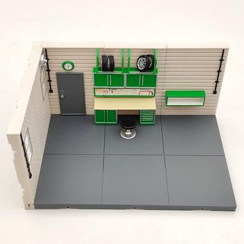 Aurora Garage Diorama Série Échelle 1:43 1 Scène Modèle Entretien Garage Jouets Cadeaux (Vert-1 pièce)