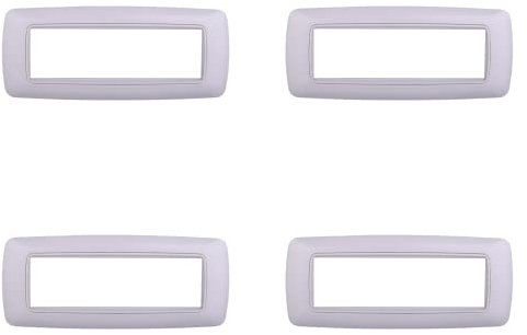 4 Pezzi Placche Compatibile Con Bticino Living, Placche Plastica Bombata (7 Posti/Moduli,Bianco Completo)