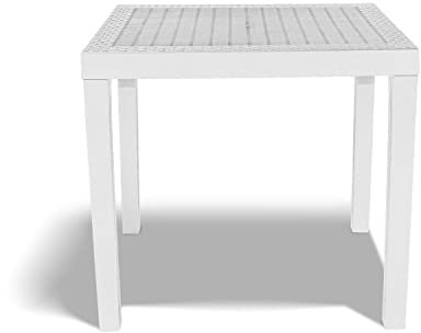 Poker Tisch aus Polyrattan 78 x 65 cm mit Rattanoptik weiß