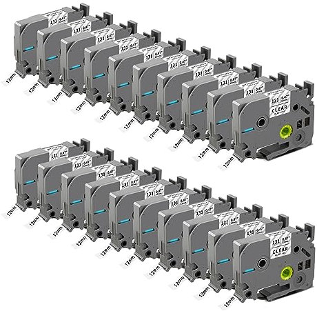 20x Kompatibel Brother P-Touch Bänder TZe-131 TZe Schriftband TZ-131 KZe-131 Ub-131 Cassette 12mm Schwarz auf Transparent für Brother Beschriftungsgerät Ptouch PT-H105 H100R H107B Cube Plus