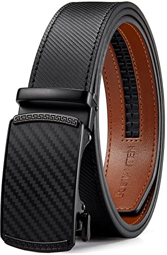 BOSTANTEN Leather Ratchet Belts for Men - Ratchet Mens Belt 1 3/8 with Adjustable Automatic Buckle - Fit for Jeans, Suits and Every Occasion