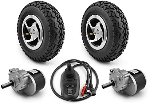 L-faster Dual 9 Inch Wheel 120 Rpm 24V 250W Brushed Gear Motor kit for Golf Carry Garden Tool Wheelbarrow Cart (with Joystick, Max 5kph)