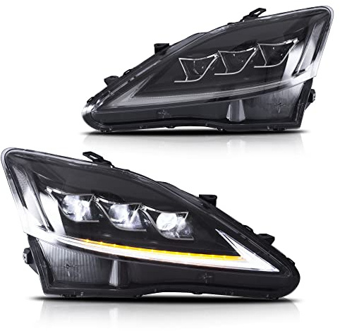 VLAND Scheinwerfer-Komplettsets Kompatibel mit Lexus IS250 IS220d IS350 2006-2013, IS F 2008-2015 Frontlichter, mit sequenziellem Blinklicht, Linsenfarbe Klar